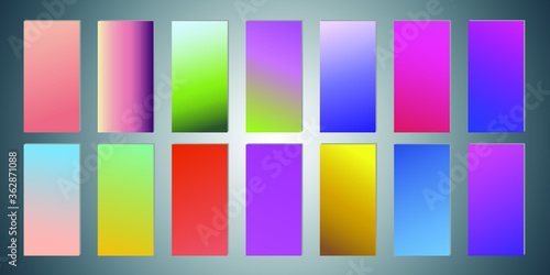 Set of abstract gradient banners. Minimal style color background. Template for wallpaper, mobile app, screen