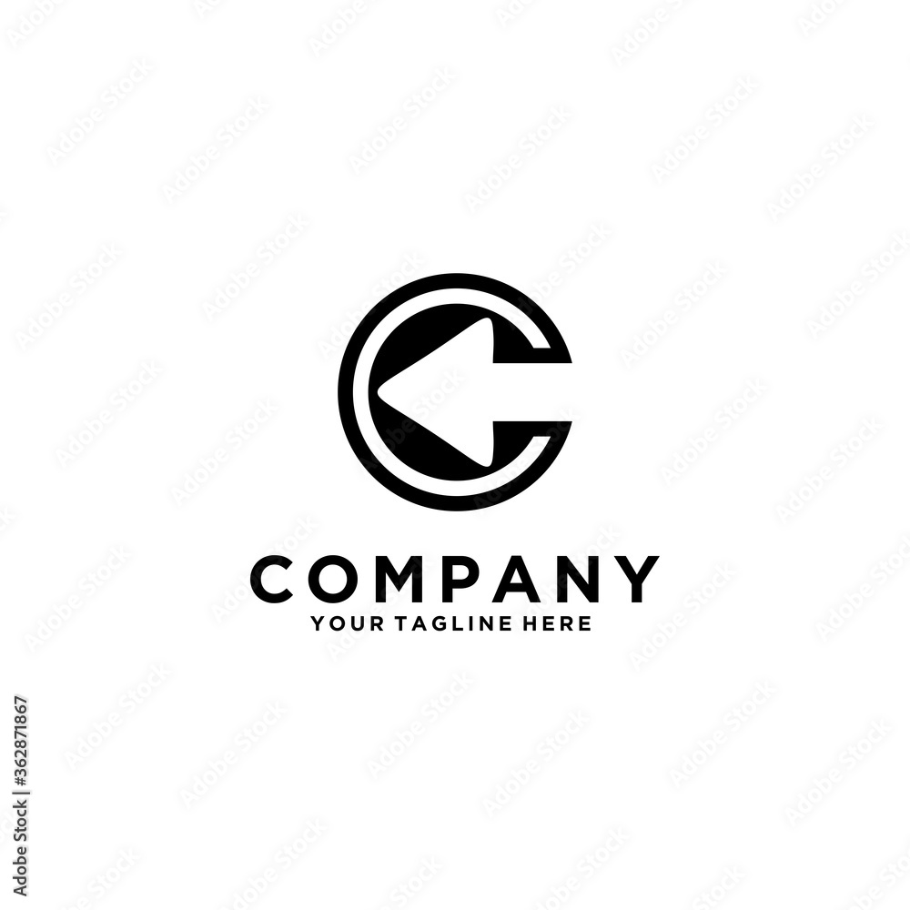 Letter C Logo Center And Arrow Concept Template Design Vector Letter C Logo Center And Arrow Concept Template Design Vector