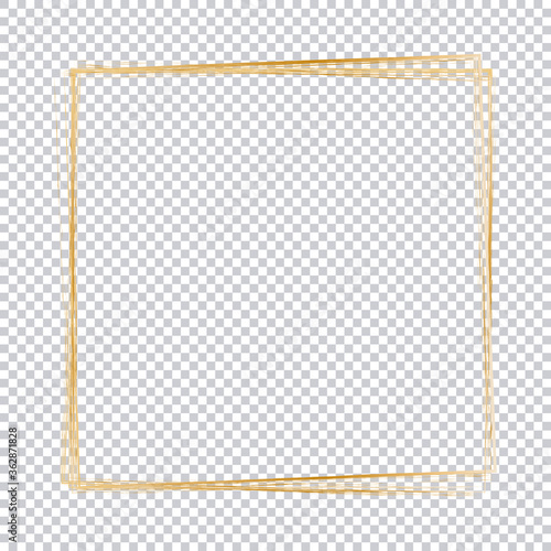 golden brush frame. Vector design element on transparent background