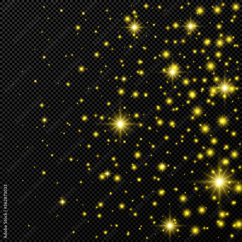 Gold backdrop with stars and dust sparkles Gold backdrop with stars and dust sparkles