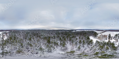 Photography An aerial drone view of the beautiful winter forest