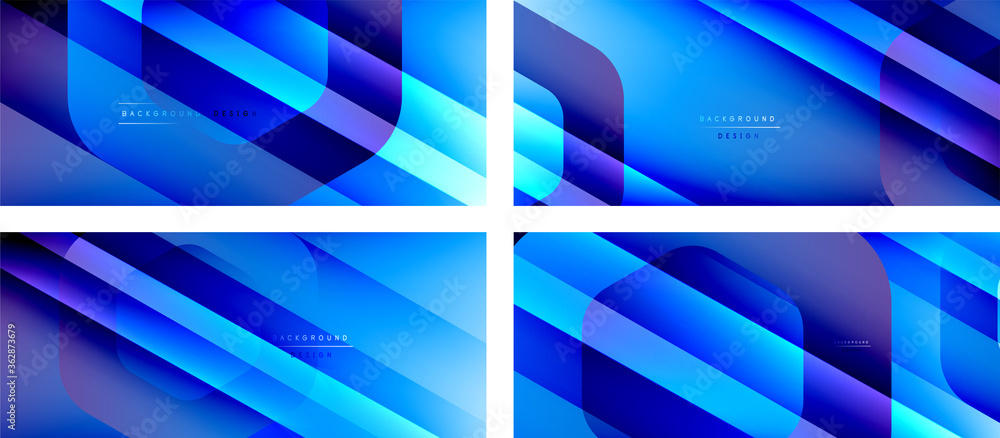Set of hexagon geometric shapes and fluid gradients with 3d shadow and light straight lines, minimal abstract backgrounds Set of hexagon geometric shapes and fluid gradients with 3d shadow and light straight lines, minimal abstract backgrounds