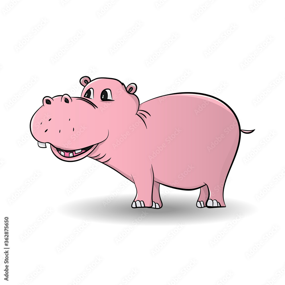 Funny cartoon baby hippopotamus, Can be used for t-shirt print, kids wear fashion design, baby shower invitation card. - Vector Funny cartoon baby hippopotamus, Can be used for t-shirt print, kids wear fashion design, baby shower invitation card. - Vector