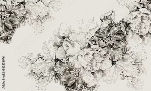 Obraz artystycznie szkicowane kwiaty