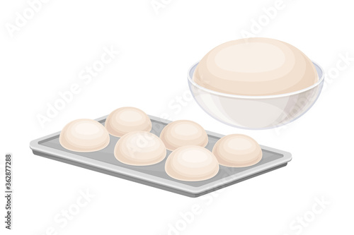 Baking Process with Kneading and Dough Molding Vector Illustration