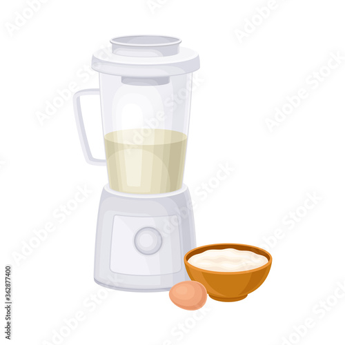 Mixing Ingredients in Blender as Baking Process Vector Illustration