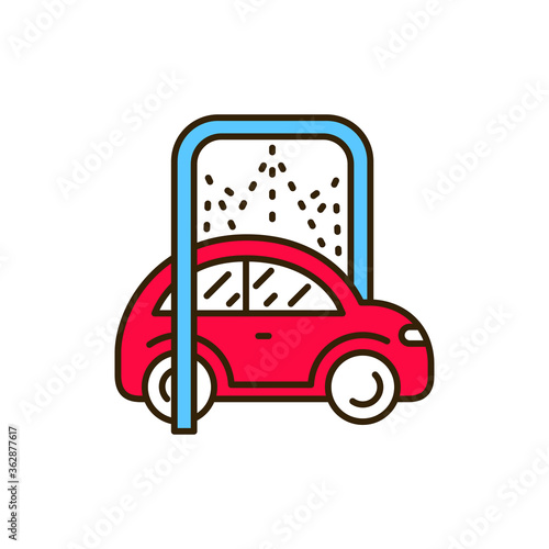 Car disinfection color line icon. Automatic car wash. Pictogram for web, mobile app, promo. UI UX design element.