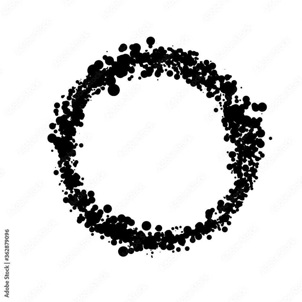 Hand drawn circle shape. Circular label, logo design element, frame with dotts, rough edges Vector illustration. Place for text. Hand drawn circle shape. Circular label, logo design element, frame with dotts, rough edges Vector illustration. Place for text.