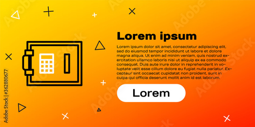 Line Safe icon isolated on yellow background. The door safe a bank vault with a combination lock. Reliable Data Protection. Colorful outline concept. Vector Illustration.