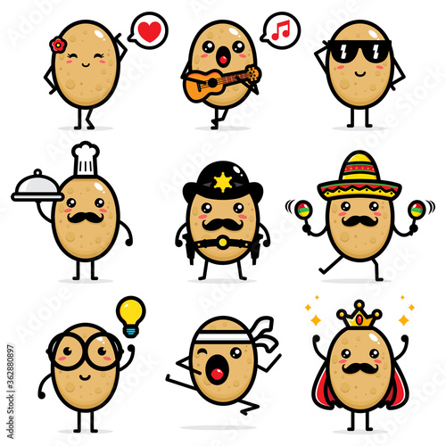 design vector set of cute potatoes