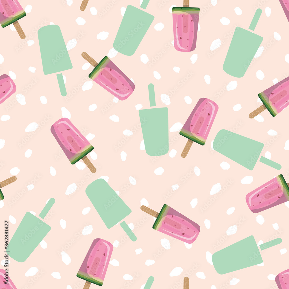 Summer Popsicle Sticks Vector Seamless Pattern Summer Popsicle Sticks Vector Seamless Pattern