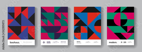 Geometric Retro Pattern Collection. Bauhaus background. Swiss poster set.