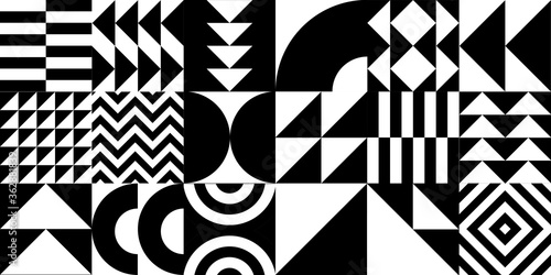 Minimal geometric pattern background. Black and White Bauhaus Composition.