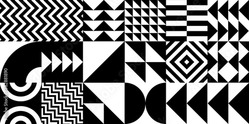 Minimal geometric pattern background. Black and White Bauhaus Composition.