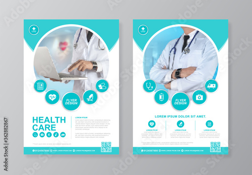 Corporate healthcare and medical cover and back page a4 flyer design template for print