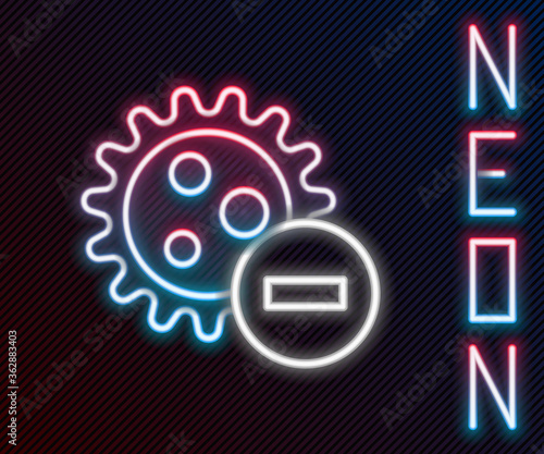 Glowing neon line Negative virus icon isolated on black background. Corona virus 2019-nCoV. Bacteria and germs, cell cancer, microbe, fungi. Colorful outline concept. Vector Illustration.