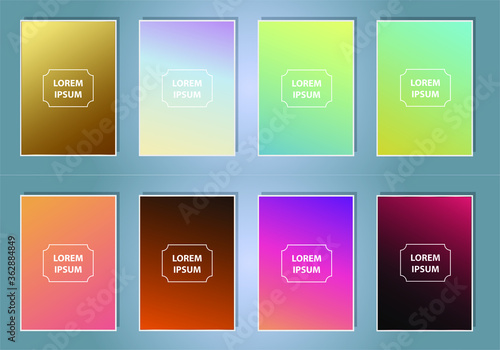 Set of abstract gradient banners. Minimal style color background. Template for wallpaper, mobile app, screen