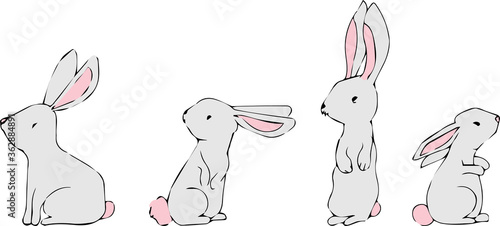 Happy Easter Bunny Vector illustration. Cute Rabbit cartoon character. 