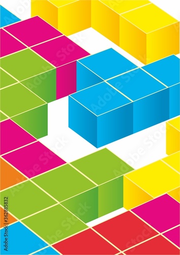 Tetris game with pieces of squares. Vector image            