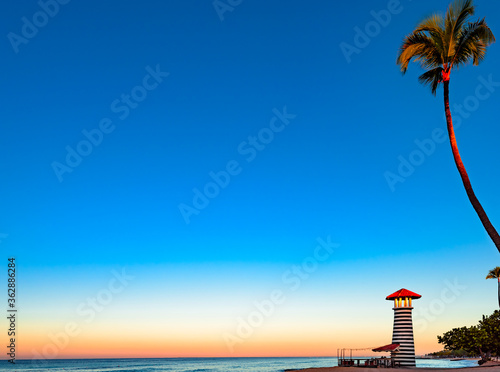 striped lighthouse on the caribbean photo