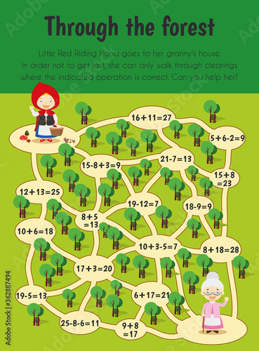 Through the forest Educational Sheet. Primary module for Numerical Ability. 5-6 years old. Educational Sheets Series