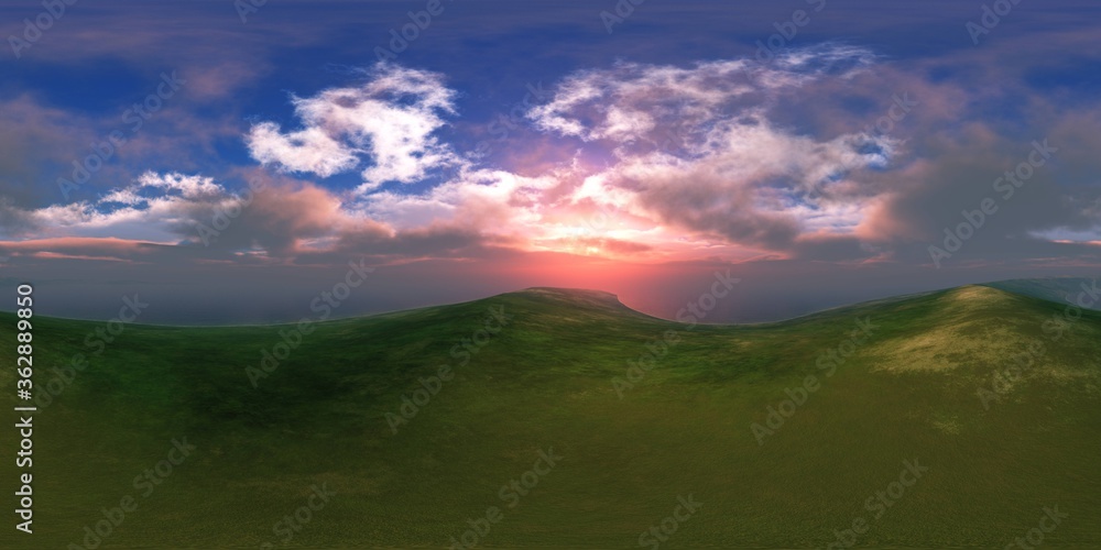 Panorama of landscape. Environment map. HDRI . equidistant projection. Spherical panorama. panorama 360.
3d rendering