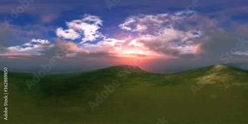 Panorama of landscape. Environment map. HDRI . equidistant projection. Spherical panorama. panorama 360. 3d rendering