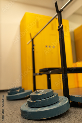 Closeup image of a fitness equipment in gym