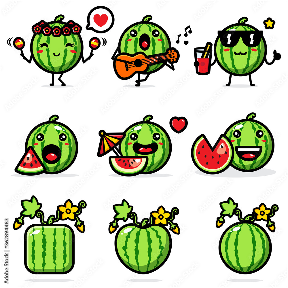 Obraz premium design vector set of cute watermelons