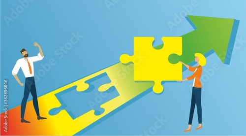 Fill in the gap with support to reach success. Vector illustration. EPS10.