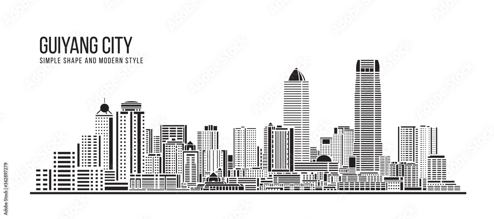 Cityscape Building Abstract Simple shape and modern style art Vector design -  Guiyang city