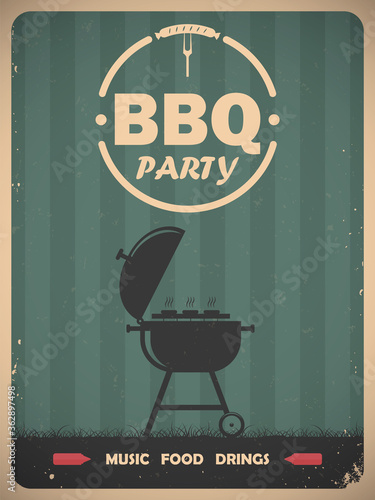 Happy Memorial Day. Barbecue weekend. Vintage barbecue poster design. BBQ