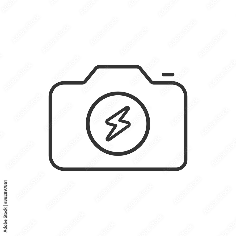 Camera flash icon isolated on white background. Lightning symbol modern simple vector icon for website or mobile app Camera flash icon isolated on white background. Lightning symbol modern simple vector icon for website or mobile app