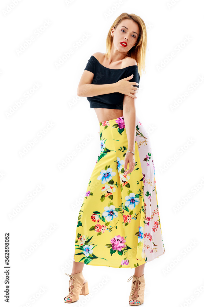 Fashion concept with attractive woman on white