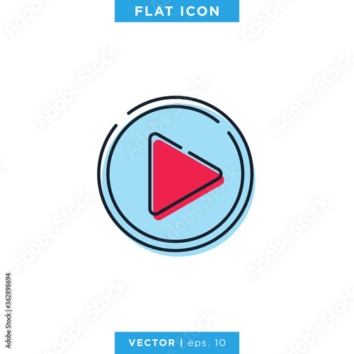 Fototapeta Naklejka Na Ścianę i Meble -  Play Button Icon Vector Design Template