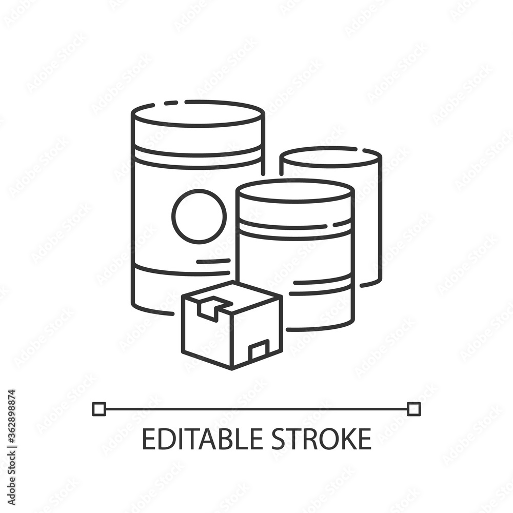 Raw materials pixel perfect linear icon. Natural resources