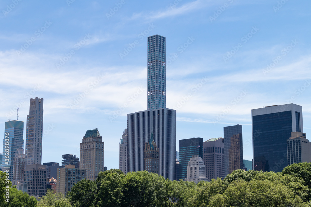 Midtown Manhattan Skyline seen From Central Park in New York City during Spring