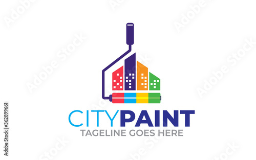colored house paintings logo design