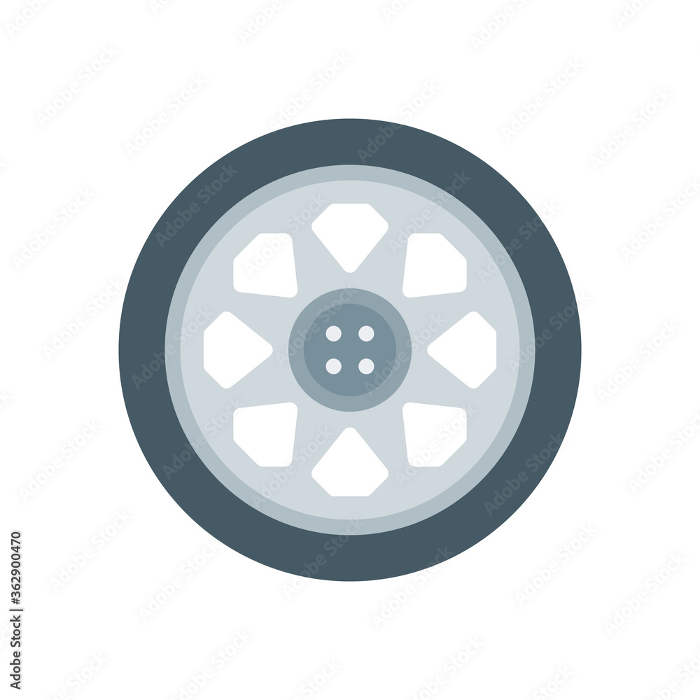 flat style icon of wheel isolated on white background. EPS 10 flat style icon of wheel isolated on white background. EPS 10