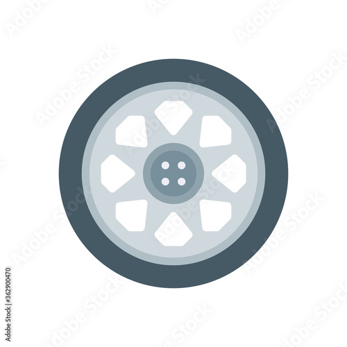 flat style icon of wheel isolated on white background. EPS 10