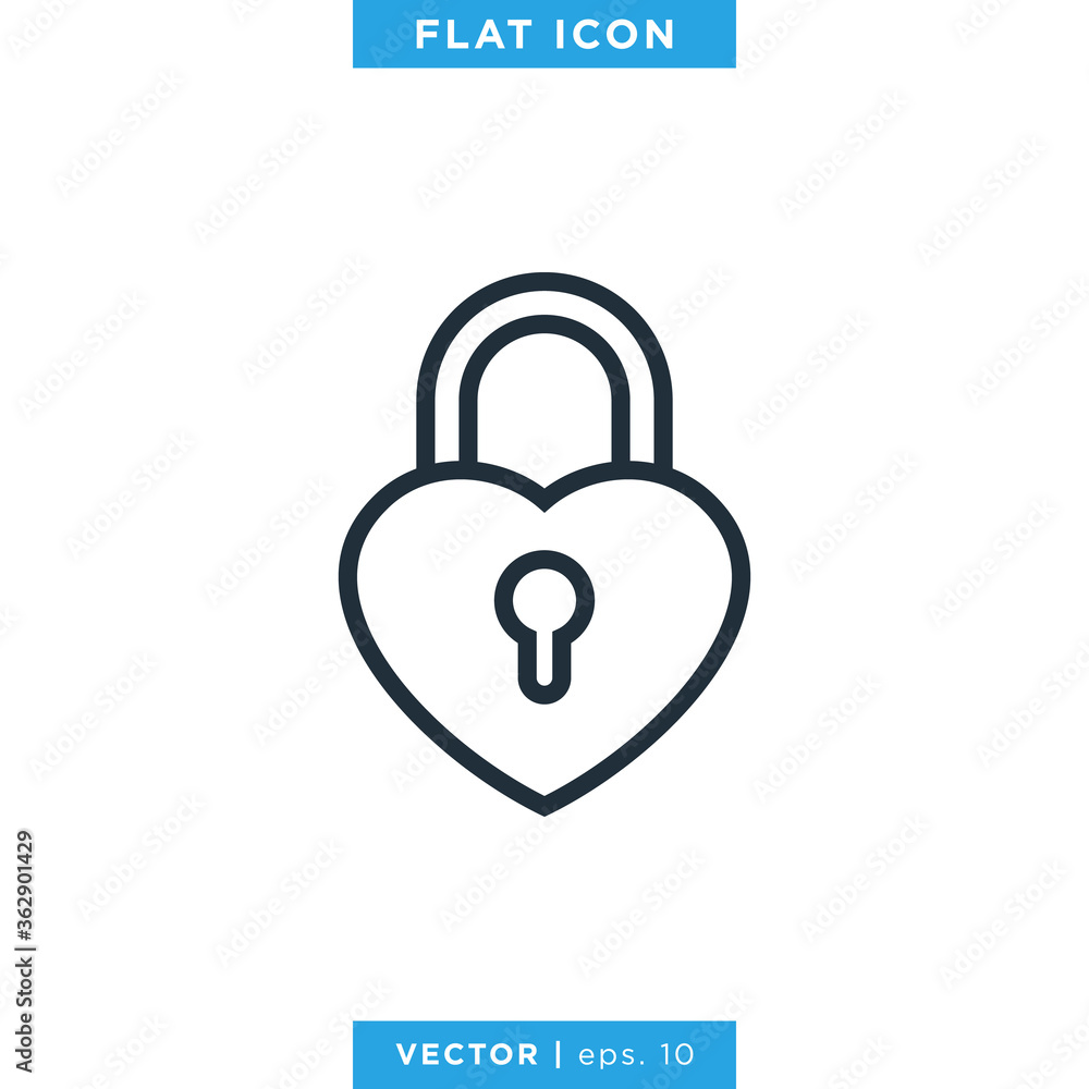 Padlock and Heart Icon Vector Logo Design Template Padlock and Heart Icon Vector Logo Design Template