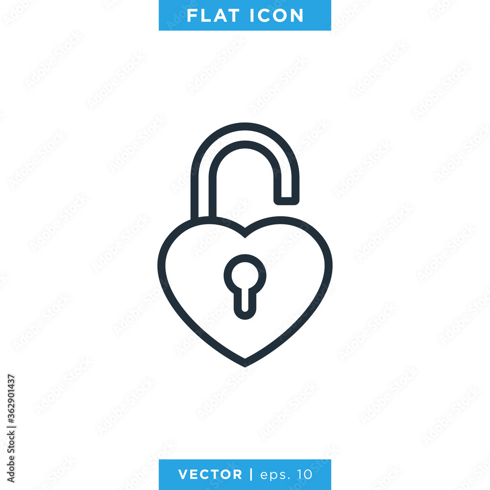 Padlock and Heart Icon Vector Logo Design Template Padlock and Heart Icon Vector Logo Design Template