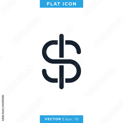 Dollar Sign Icon Vector Logo Design Template. Currency Icon