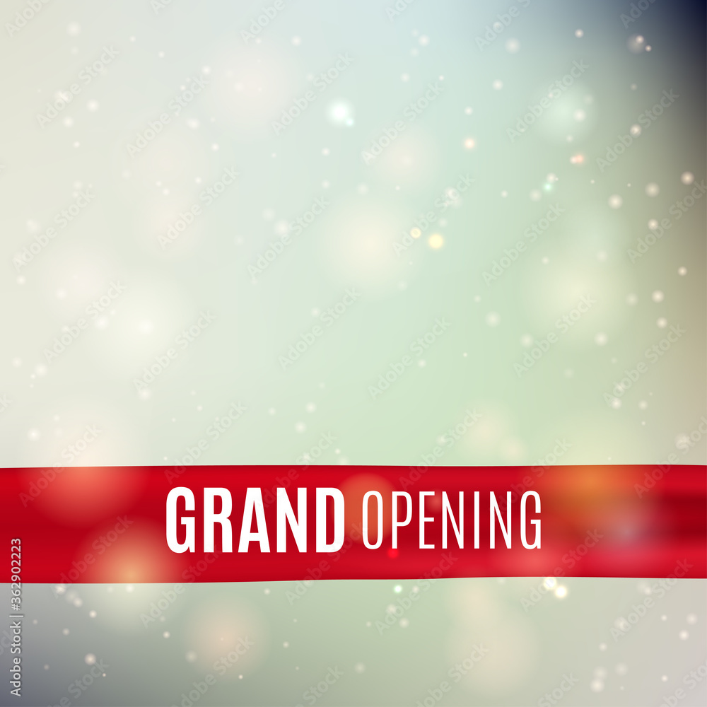 Grand opening festive banner. Red ribbon background. Vector illustration Grand opening festive banner. Red ribbon background. Vector illustration
