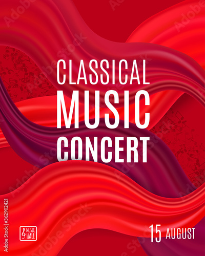 Classical music concert poster with elegant background. Vector template design