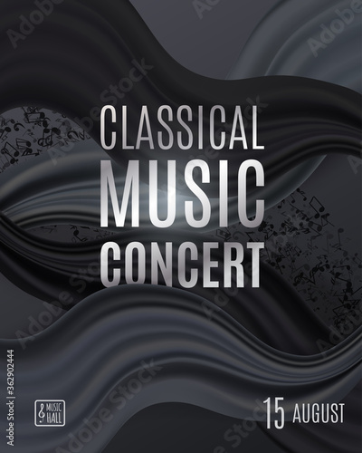 Classical music concert poster with elegant background. Vector template design
