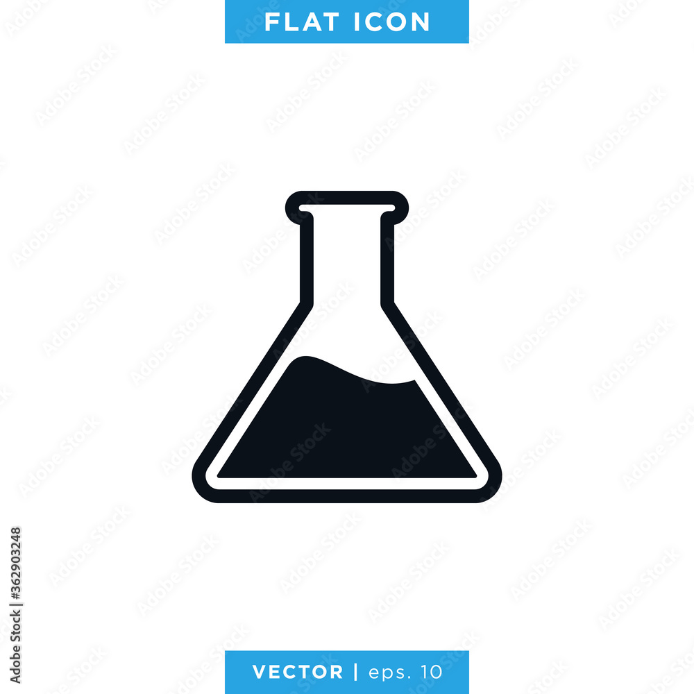 Flask Erlenmeyer Icon Vector Design Template. Lab Equipment Sign. Flask Erlenmeyer Icon Vector Design Template. Lab Equipment Sign.