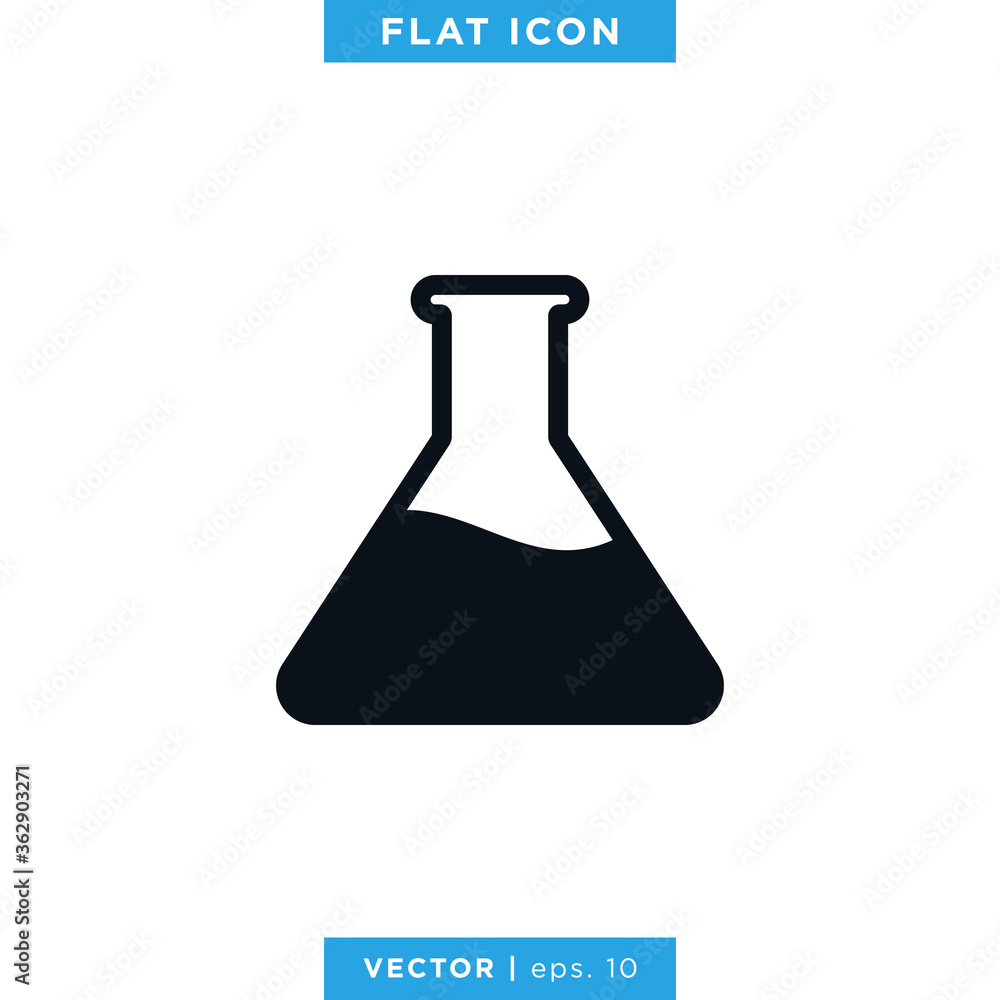 Flask Erlenmeyer Icon Vector Design Template. Lab Equipment Sign. Flask Erlenmeyer Icon Vector Design Template. Lab Equipment Sign.