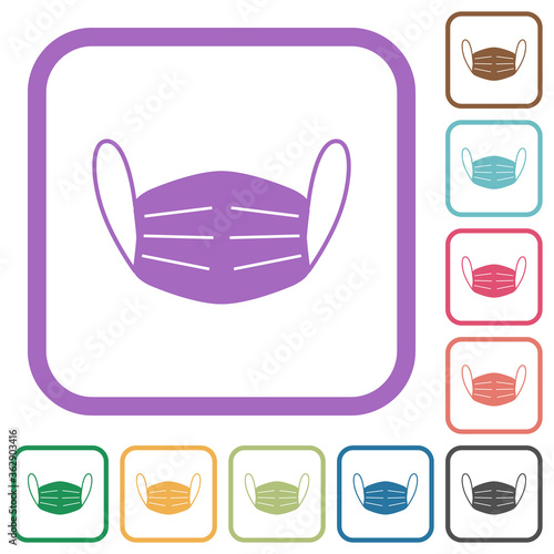 Medical face mask simple icons