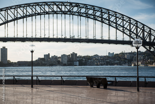 "Sydney, NSW / Australia - April 17, 2020: Sydney Opera House and Circular Quay surroundings completely isolated and with social distancing due to Coronavirus outbreak" © Juan